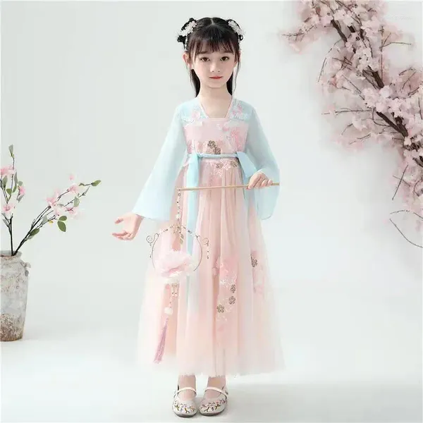 Abiti da ragazza Bambine Hanfu Abiti antichi per bambini in stile cinese originali Gonna Ru Abito Tang retrò Manica lunga estiva