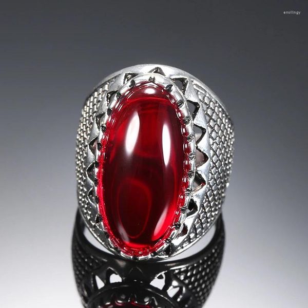 Cluster Ringe WBMQDA Großer roter Stein Vintage Ehering Antik Silber Farbe für Frauen Mode Party Engagement Schmuck 2024