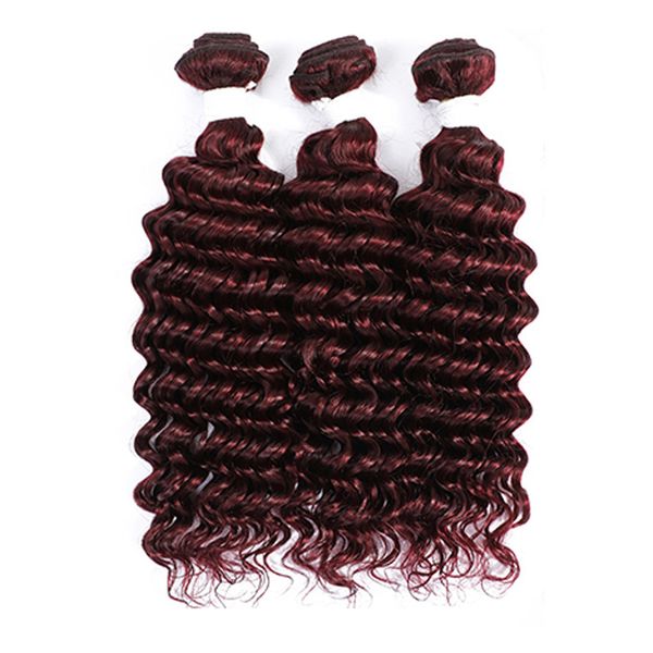 Capelli umani malesi al 100% colore bordeaux onda profonda ricci onda del corpo doppie trame 99J prodotti per capelli da 10-30 pollici