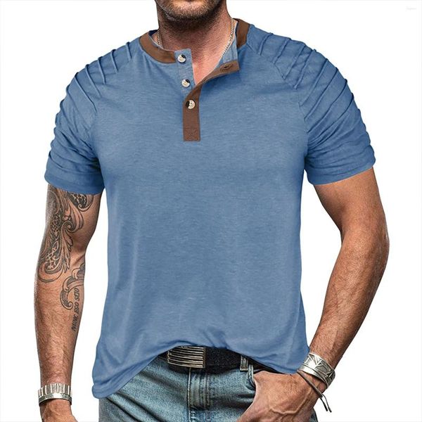 Herren-T-Shirts, Plan-Shirt, tiefer V-Ausschnitt, für große und große Herren, cool, aktiv, kurz, langärmelig