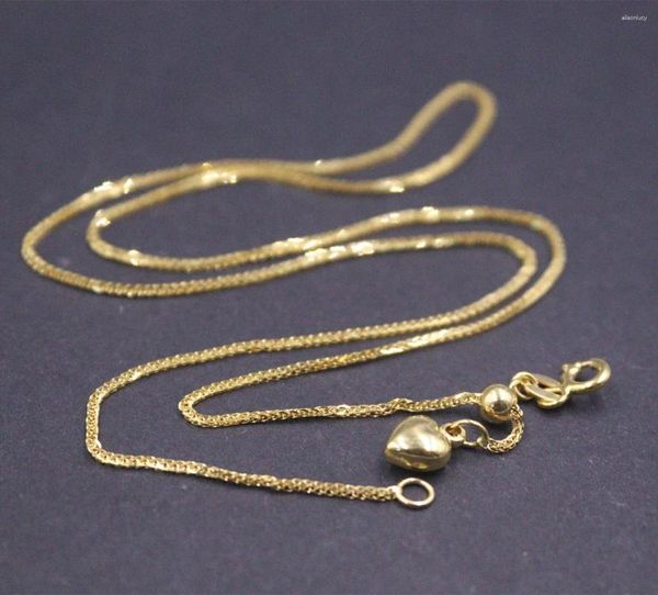 Цепочки из настоящего Au750, чистое твердое ожерелье из 18-каратного желтого золота для мужчин и женщин, 1,2 мм, регулируемое ожерелье из пшеничных звеньев, 3 г, 17,9 дюйма, штамп