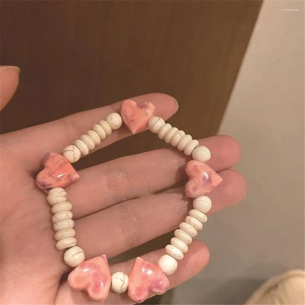 Bracciale a filo Colore meravigliosamente brillante Facile da indossare Materiali selezionati Comodo in mano Gioielli adorabili Perline di ceramica realizzati a mano