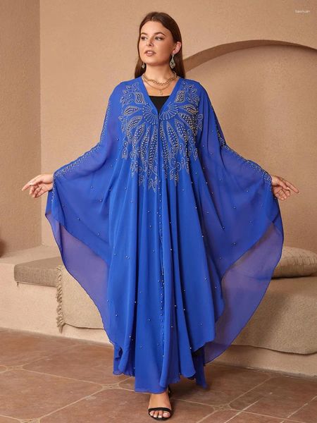 Roupas étnicas Oriente Médio Mulheres Islâmicas Beading Dubai Abaya Com Capuz Vestido Longo Kaftan Ramadan Robe Femme Vestidos de Noite Africanos