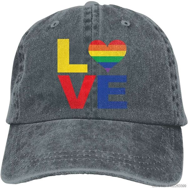 Berretto da baseball LGBT Gay Pride Love Cappelli in denim Cappelli da camionista regolabili Cappellino per papà