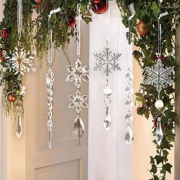 Gartendekorationen 10 Stück Weihnachtsdekoration Acryl Eiszapfen Anhänger Eisstreifen Künstliche Klare Gefälschte Winter Party Home Decor