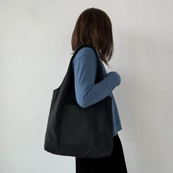 Sacos de compras cor pura pintado à mão bolsa de lona simples ombro estudante mochila viagem grande capacidade moda feminina