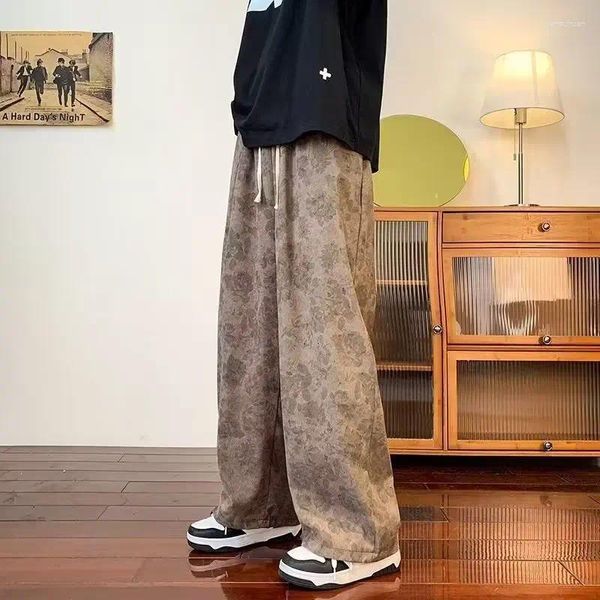 Pantaloni da uomo con stampa floreale casual autunnale con pesi massimi di alta qualità e comoda gamba larga dritta da donna