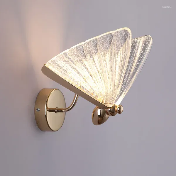 Lâmpada de parede moderna led borboleta iluminação interior acrílico abajur luzes para cabeceira quarto arandelas decoração para casa