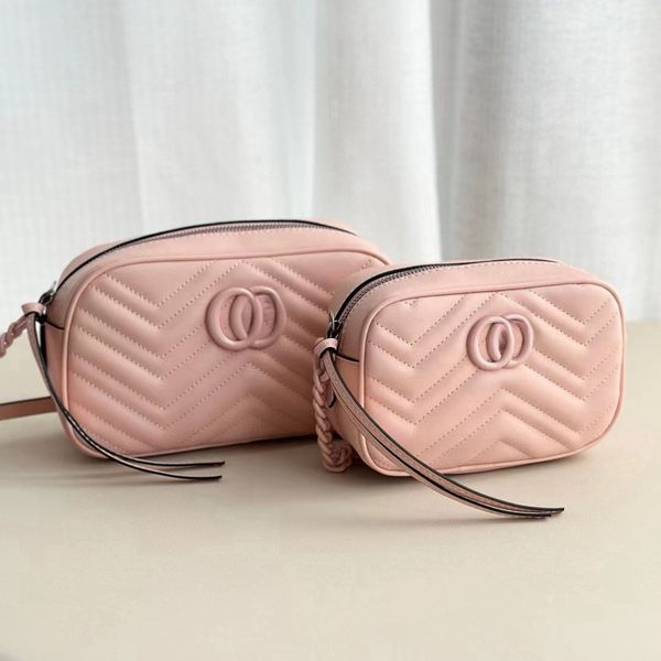 Дизайнерские женские сумки на ремне Marmont Новая диско-сумка Маленькая сумочка Marmont Розовая стеганая кожаная сумка для фотоаппарата Сдвижной ремень через плечо Дизайнерская сумка через плечо Кошелек