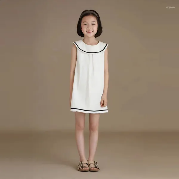 Vestidos de menina família conjunto mãe filha combinando verão bonito algodão solto branco adolescente vestido roupas crianças