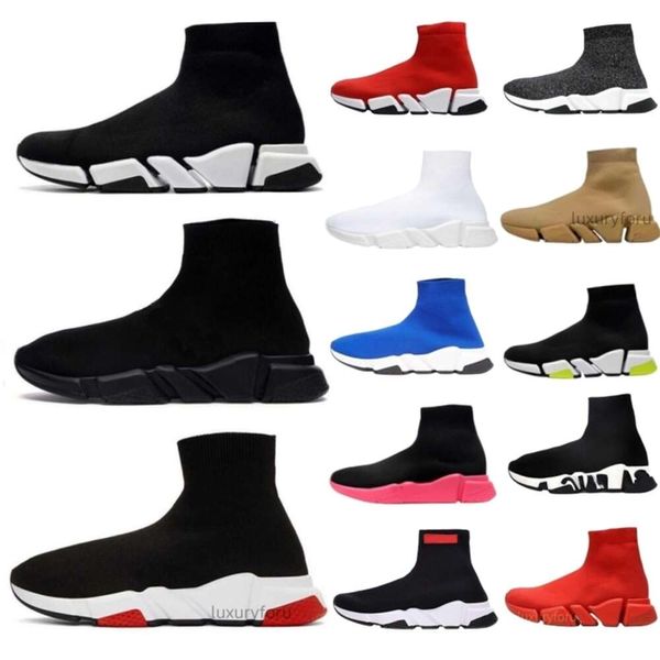 Designer Sneakers Speeds 2.0 V2 Schuhe Schnür-Freizeitschuhe Herren Damen Tripler Paris Socken Stiefel Schwarz Weiß Blau Graffiti Vintage Runners Trainer