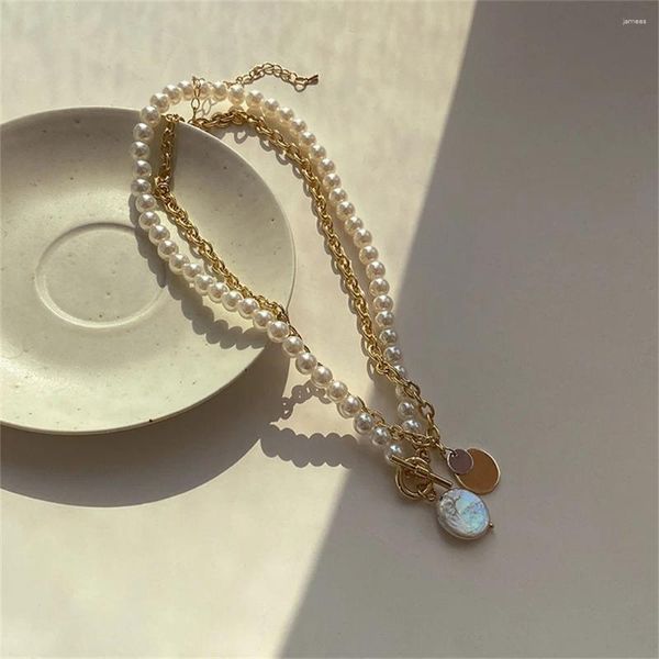 Anhänger Halsketten 2 teile/satz Design Perle Halskette Für Frauen Perle Kette Choker Runde Münze Party Schmuck Zubehör Geschenk
