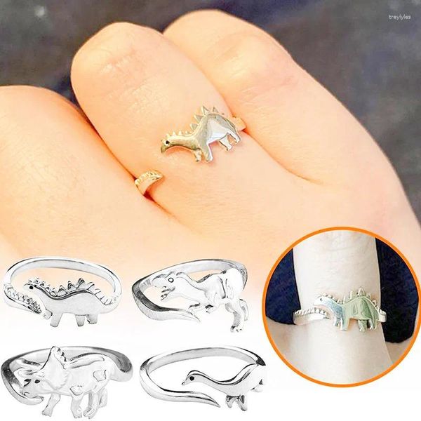 Cluster-Ringe, kreative Persönlichkeit, Dinosaurier, langhalsiger Drache, Schmuck, Charm-Spielzeug, Tieröffnung, Fingerring, Cartoon-Geschenk für Frauen und Mädchen