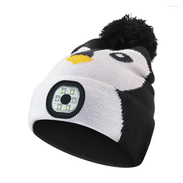 Berets Crianças Chapéu De Malha Com Luz LED Removível Brilho Ajustável Rápido Calor De Inverno Super Macio Acrílico Mistura Beanie