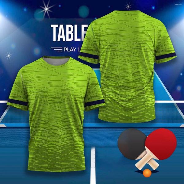Мужские рубашки T 2024 Летняя настольная теннисная одежда быстро сушила мужская спортивная тренировка с коротким рукавами.