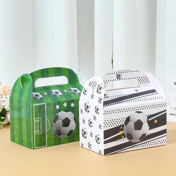 Confezione regalo 4 pezzi Calcio Calcio Tema Scatola portatile Sacchetto di caramelle di carta Baby Shower Forniture per feste di compleanno per bambini