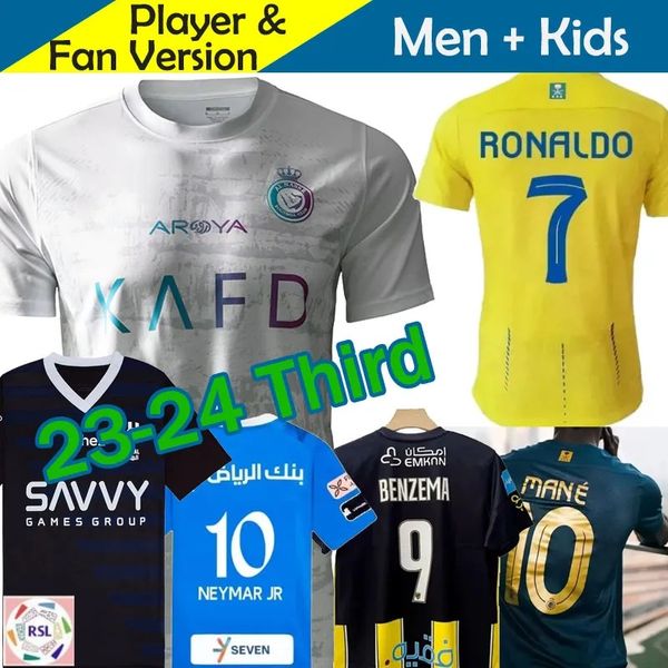 Al Nassr FC Third 23/24 Fußballtrikots 2023 2024 Al-Hilal SFC Saudi Herren Fußballtrikots Kinderkits Home Away Al Ittihad Club Cristiano RONALDO NEYMAR JR BENZEMA MANE CR7