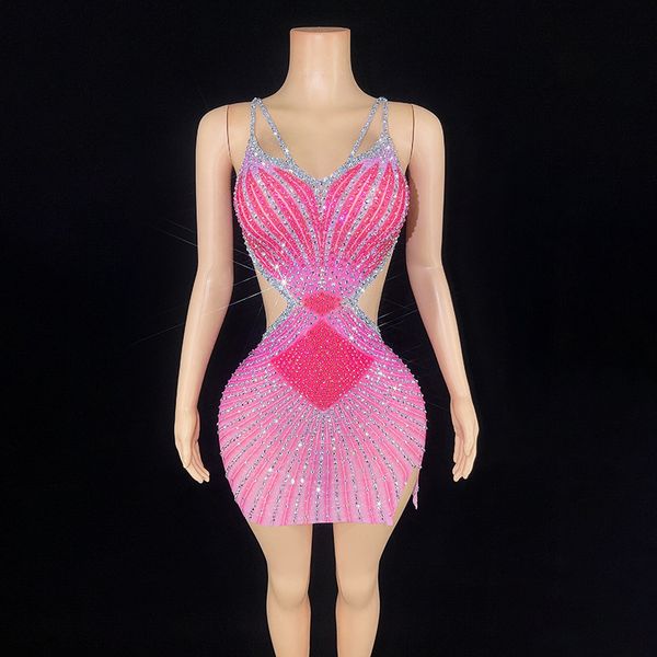 Sexy moda curto vestido de baile 2024 com decote em v cintas sem costas contas de cristal bainha noite clube vestidos de festa vestidos de aniversário vestido de gala robe de soiree