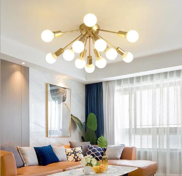 Plafoniere Lampada a fiori creativa Oro bianco e nero Soggiorno Camera da letto calda Moderna casa semplice
