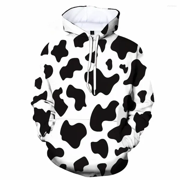 Hoodies masculinos e moda feminina dos desenhos animados agricultura leiteira 3d impresso moletom com capuz ponto de vaca impressão criativa harajuku moletom casual
