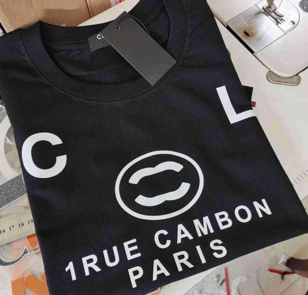 24 Erweiterte Version Damen T-Shirt Frankreich trendige Kleidung C-Buchstabe Grafikdruck Paar Mode Baumwolle Rundhalsausschnitt Coach-Kanal Kurzarm-Tops T-Shirts Heißer Verkauf
