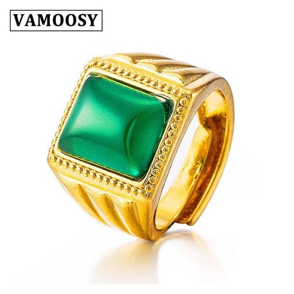 Anéis de cluster Vamoosy 24k ouro anti-alergia suave simples casais de casamento simulação natural pedra bijouterie para homem ou mulher gif228c