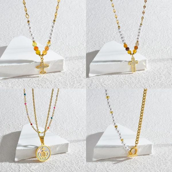 Ожерелья с подвесками DIY золотого цвета OT с пряжкой из бисера, цепочка из бисера, ожерелье для женщин и мужчин, высококачественные ювелирные изделия из нержавеющей стали, подарок на день рождения