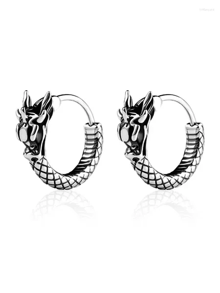 Hoop Ohrringe 1PC Gothic Edelstahl Drachen Kreis Für Männer Frauen Vintage Punk Pfau Schwanz Hip Hop Schmuck