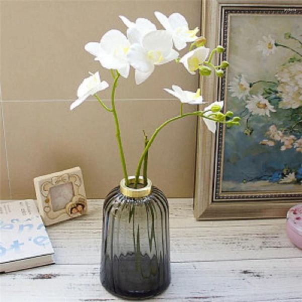 Fiori decorativi 2 forchette 3D farfalla artificiale orchidea fiore simulazione seta vero tocco bouquet per la decorazione della festa nuziale della stanza di casa