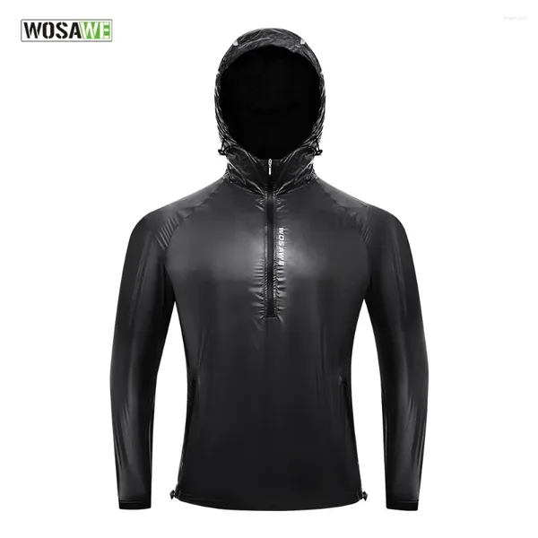 Гоночные куртки WOSAWE, тонкая сверхлегкая кожа, велосипедная дождевая куртка для мужчин, водонепроницаемый пуловер с капюшоном, велосипедная беговая компактная ветровка