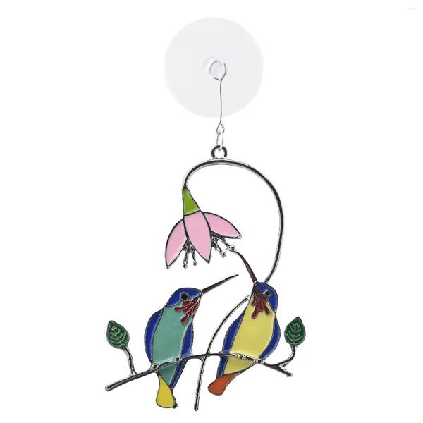 Decorazioni da giardino Regalo Camera da letto sospesa con ventosa Decorazione per interni ed esterni per interni Ornamento per finestra Casa Colibrì in vetro Suncatcher