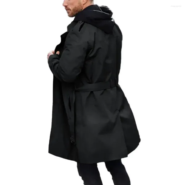 Heren Trenchcoats Slim Fit Heren Windjack Stijlvol Double-Breasted Lang Met Reverszakken Voor Herfst Winter Gordel