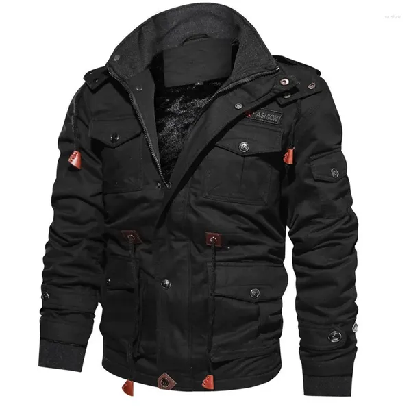 Jaquetas masculinas 2024 inverno militar casacos homens lã interna grossa quente com capuz térmico mais grosso outerwear masculino parkas tamanho M-5Xl
