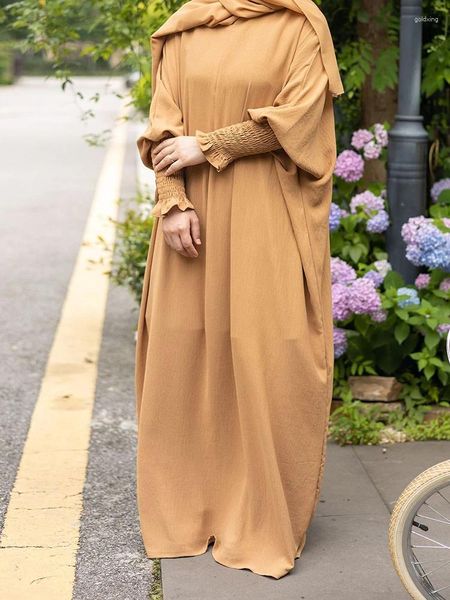 Etnik Giyim Khimar Ramazan Eid Müslüman Batwing Sleeve Kaftan Eşarp Djellaba ve Jilbab Suudi Kadınlar Abaya Hijab Kıyafetleri