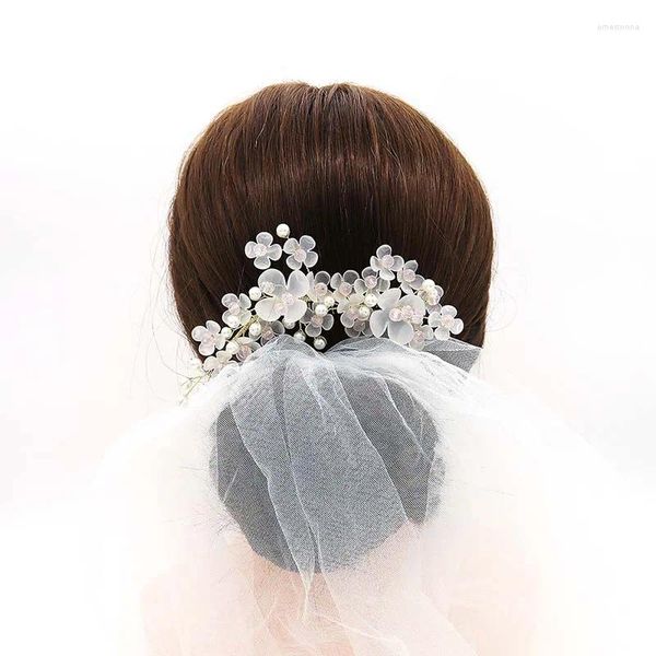 Fermagli per capelli Stile coreano Sposa Lega a forma di fiore Pettine fatto a mano Strass Perle finte Decor Tiara Accessori per matrimoni NA