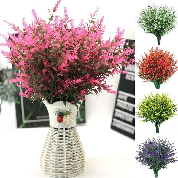 Flores decorativas de plástico lavanda plantas falsas flor artificial ao ar livre produtos domésticos interior bela casa decoração do jardim