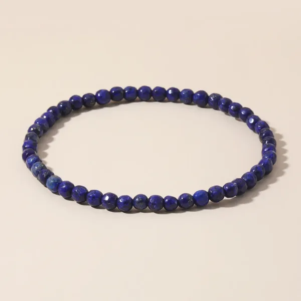 Strand YUOKIAA 4 mm minimalistisches modisches Lapislazuli-Perlenarmband mit natürlichem Schnitt für Männer und Frauen, Schmuck, Meditation, Yoga, Geburtstagsgeschenk