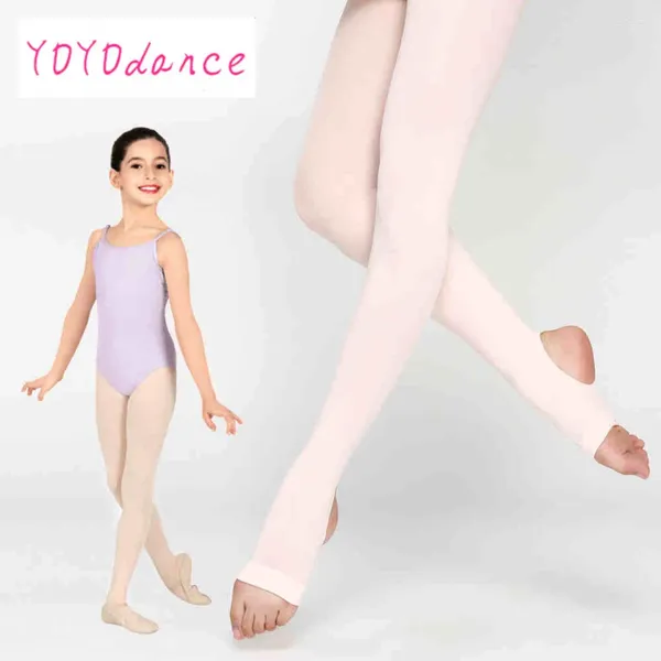 Palco desgaste criança menina ballet elástico dança estribo collants macio respirável ginástica crianças algodão spandex collant meia-calça