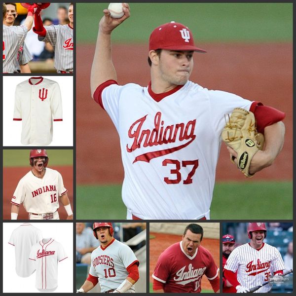 Custom Indiana Hoosiers costurou camisa de beisebol 16 Bobby Whalen Josh Pyne Tyler Doanes Brock Tibbitts Matthew Ellis Carter Mathison Jack Perkins Jersey