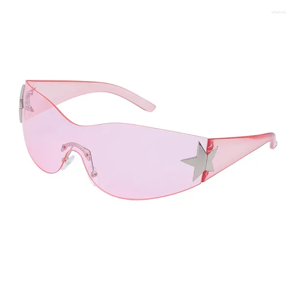 Óculos de sol punk esportes y2k estrela mulheres designer óculos de sol para homens óculos máscaras uma peça feminino