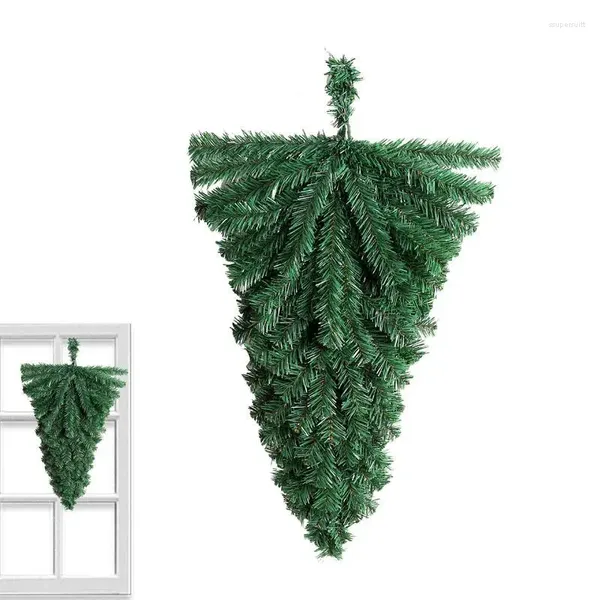 Weihnachtsdekoration, umgedrehter Baum, 45,7 x 25,4 cm, Türbehang, lichtbeständiges PVC-Ornament, wiederverwendbar, festlich