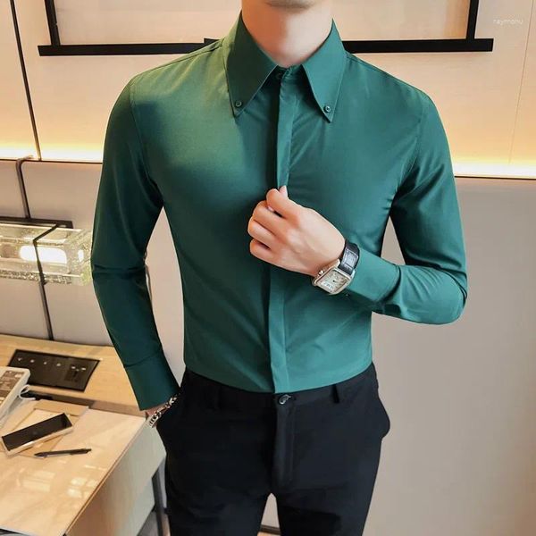 Camicie casual da uomo Autunno Abito a maniche lunghe per abbigliamento da uomo 2024 All Match Slim Fit Camicetta da lavoro Homme Abbigliamento formale Tuxedo 5XL