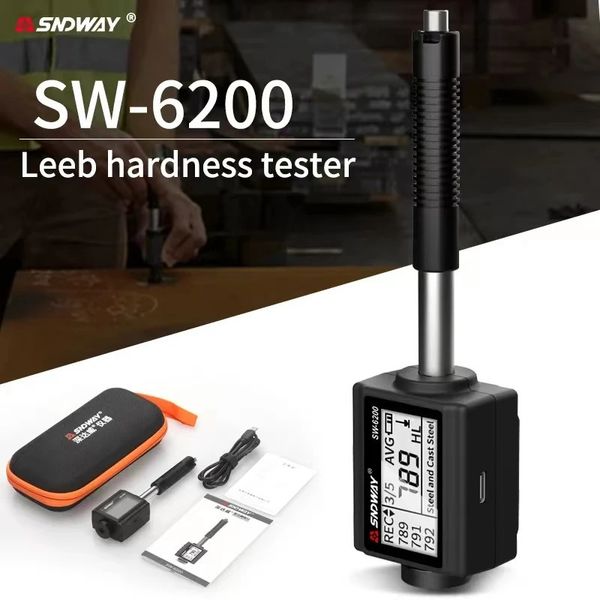 Sndway mini testador de dureza digital SW-6200 unidades para hrc hrb hb hl hv hs caneta-tipo metal aço inoxidável durômetro sclerômetro 231229