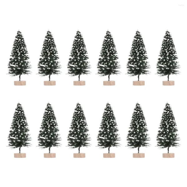 Рождественские украшения 12 шт. елочные висячие украшения искусственный снег морозные деревья бамбуковая мини-сосна