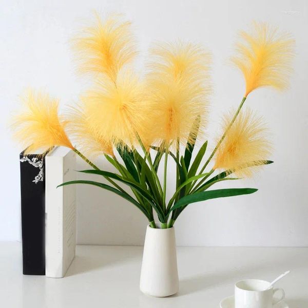 Dekorative Blumen, 1 Stück, 3 Köpfe, DIY Seidensträuße, Blumenarrangement, künstliches Schilfgras, gefälschte Pampas, Heimdekoration, umweltfreundlich