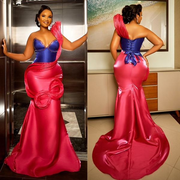 Aso Ebi Ballkleider für besondere Anlässe, Meerjungfrau, Blau, Rosa, Ballkleid, elegante Abendkleider für afrikanische, arabische, schwarze Frauen und Mädchen, Kleider für den zweiten Empfang ST733