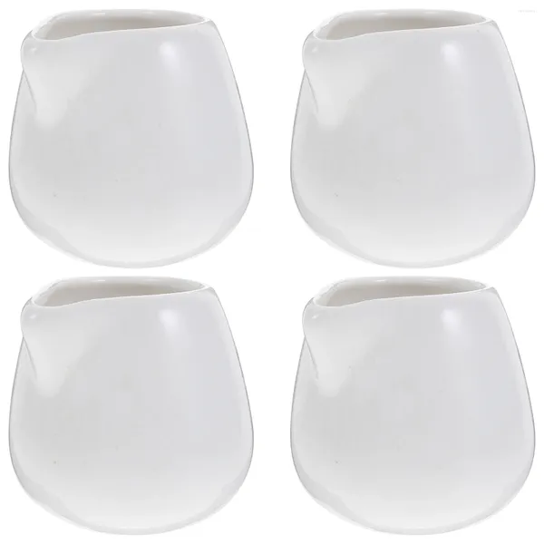 Stoviglie 4 pezzi piccola brocca per latte senza manico bianca senza seno per ristorante riutilizzabile per caffè in ceramica ceramica