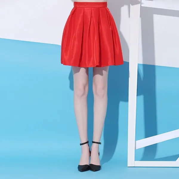 Saias personalizadas feitas verão moda meninas mulheres plus size 3xs-10xl cetim uma linha plissada mini saia senhoras all-match curto tutu