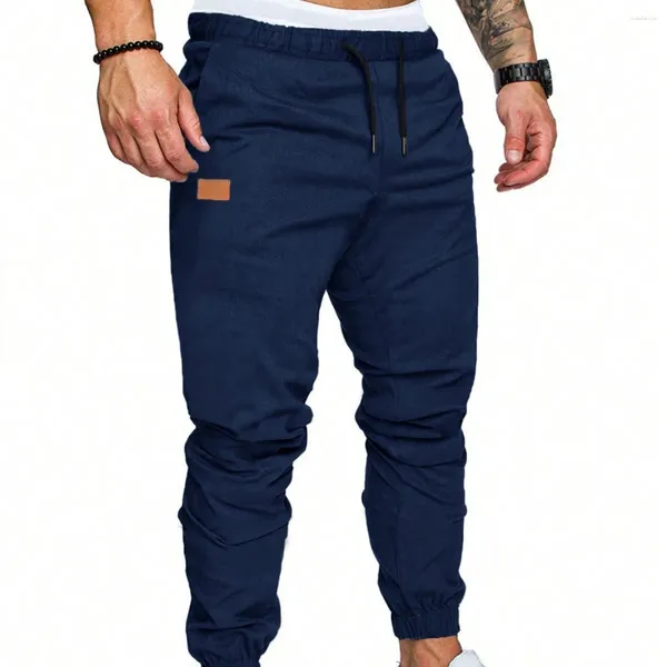 Calças masculinas sólidas casuais bolsos harem cargo leggings homem hip hop joggers streetwear sweatpants