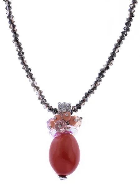 Colares de pingente Blood Orange Stone Bolsa Amuleto Crystal Strass Colar